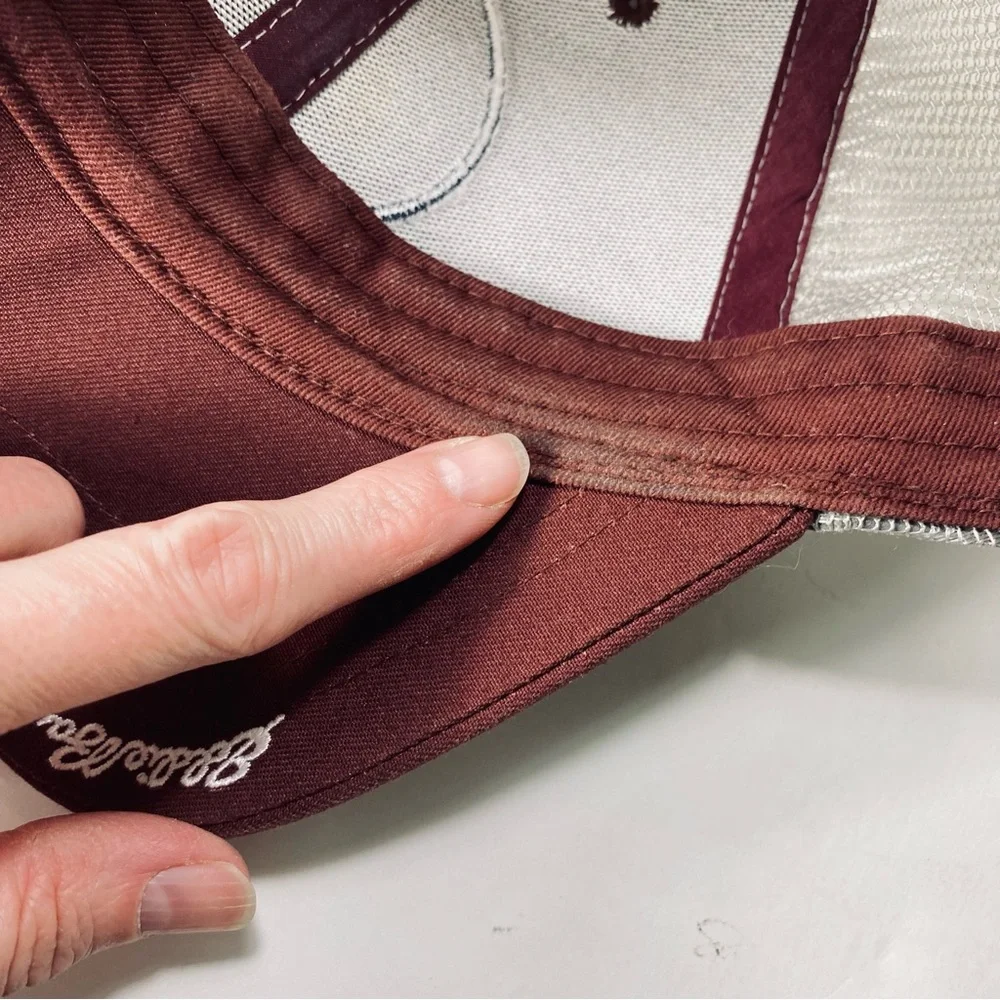 Eddie Bauer Outdoor Outfitter Burgundy Billed Trucker Style Hat Snap Closure